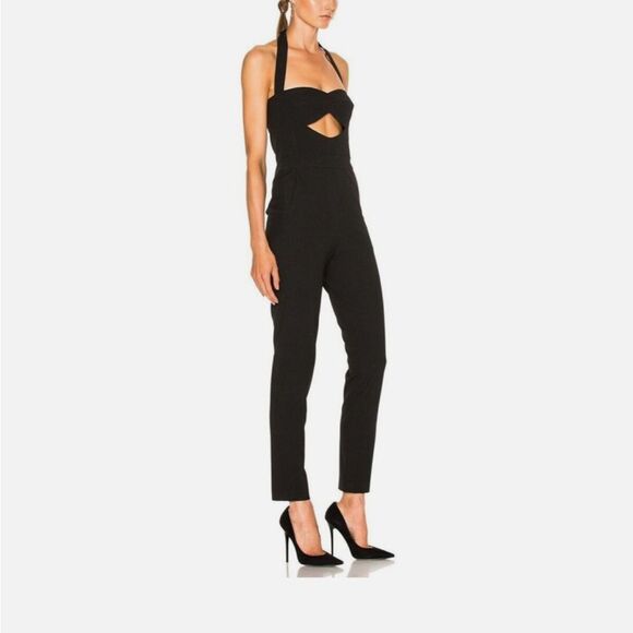 Michelle Mason Black Halter Jumpsuit with Cutout Details, US0 - Picture 5 of 15